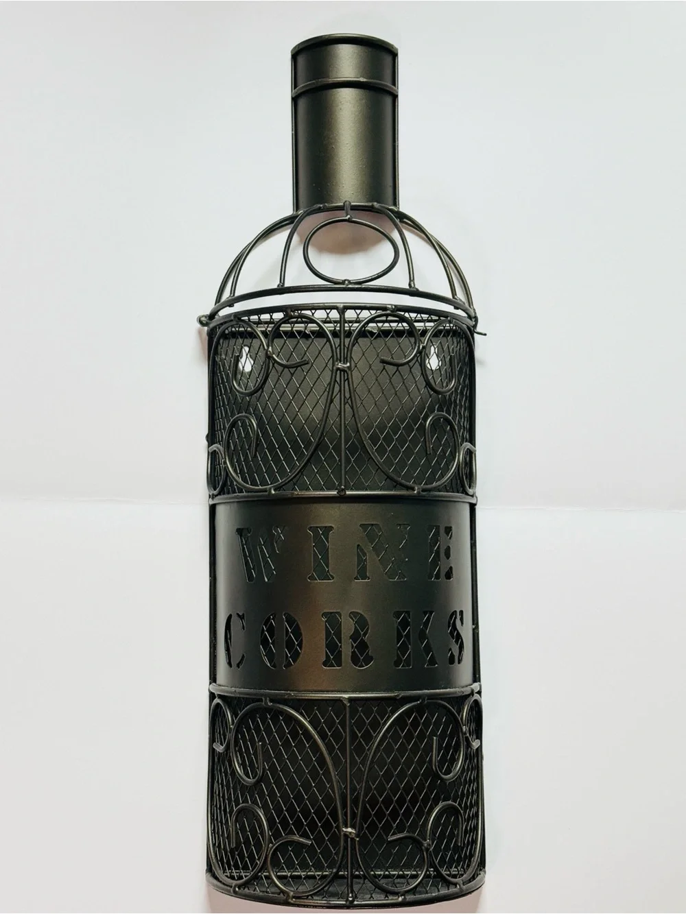 Epic Products WINE CORKS Metal Wine Bottle Shape Cork Cage Wall Hanging